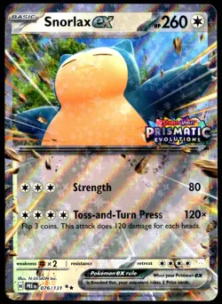 Pokemon TCG Snorlax ex 076/131 2025 Prismatic Evolutions Stamped Promo Card - NM - Image 1