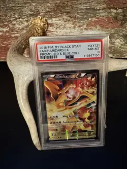 2016 POKEMON XY BLACK STAR PROMO RED & BLUE COLL FULL ART/CHARIZARD EX PSA 8 - Image 1