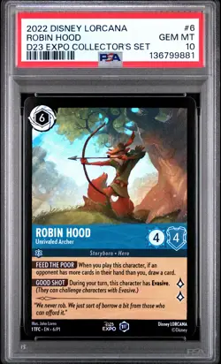 2022 DISNEY LORCANA PROMO #6 ROBIN HOOD - UNRIVALED ARCHER PSA 10 - Image 1