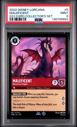 2022 DISNEY LORCANA PROMO #5 MALEFICENT - MONSTROUS DRAGON PSA 9 - Image 1