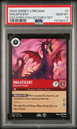 2022 Disney Lorcana Maleficent D23 Expo 1st Promo #5 PSA 10 GEM MINT - Image 1
