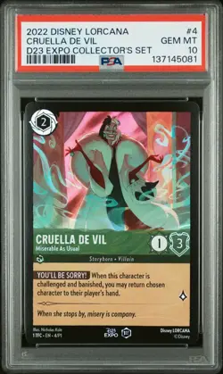 Cruella De Vil Miserable as Usual 2022 Disney Lorcana D23 Expo Promo #4 PSA 10 - Image 1