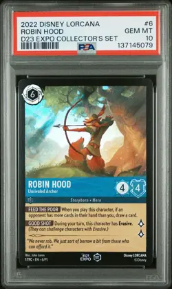 Robin Hood Unrivaled Archer 2022 Disney Lorcana D23 Expo Promo #6 PSA 10 - Image 1