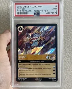 2022 DISNEY LORCANA PROMO D23 EXPO COLLECTOR'S SET #2 STITCH - ROCK STAR PSA 9 - Image 1