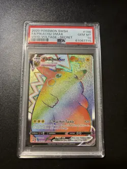 Pokemon TCG: Pikachu VMAX 188/185 Vivid Voltag Full Art Rainbow PSA 10 GEM MT - Image 1