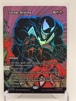 Savage Beating Borderless 0026 MTG Marvel Universe Eternal Mythic NP Foil - Image 1