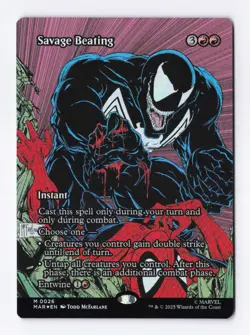 Savage Beating (Borderless Foil) 26 MTG Spider-Man Marvel Universe Eternal-Legal - Image 1