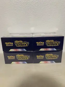 4x Pokemon TCG Surging Sparks Elite Trainer Box ETB 4x Booster Bundle Sealed Lot - Image 5