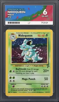 Nidoqueen Holo 2000 Base Set 2 ACE GRADED 6 Pokemon Card - Image 1