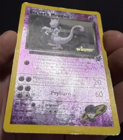 Pokemon Rocket's Mewtwo Winner Best Of Game Promo Reverse Holo Card #8 DAMAGED - Image 3