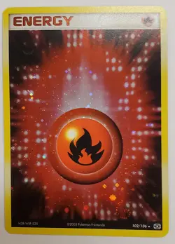 Pokemon Fire Energy 102/106 Emerald Holo Rare Energy Card English 2005 - Image 1