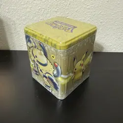 2022 Pokemon TCG Stacking Tin Sealed - Electric - Pikachu - [3 Packs + Coin] - Image 1