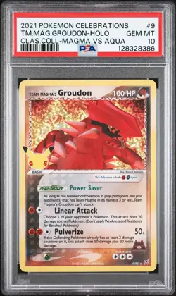 2021 POKEMON CELEBRATIONS CLASSIC COLL #9 TEAM MAGMA'S GROUDON-HOLO PSA 10 - Image 1