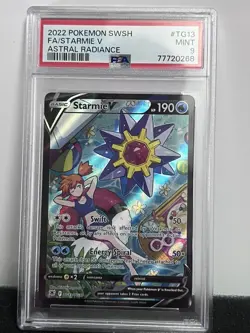 2022 POKEMON SWORD & SHIELD ASTRAL RADIANCE #TG13 FULL ART/STARMIE V PSA 9 - Image 1