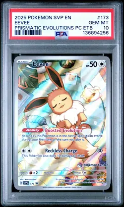 2025 POKEMON PRISMATIC EVOLUTIONS POKEMON CENTER ETB PROMO SVP #173 EEVEE PSA 10 - Image 1