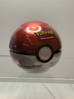 Sealed Pokemon Pokeball Red & White Ball Tin Include 3 Booster Packs & Coin-H24 - Image 1