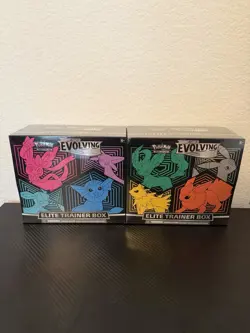Pokemon TCG Sword & Shield Evolving Skies Elite Trainer Box Set of 2 ETBs Sealed - Image 1