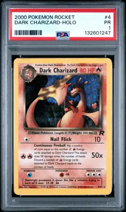 PSA 1 PR 2000 Pokemon Team Rocket Dark Charizard 4/82 Holo Foil Rare WOTC - Image 1