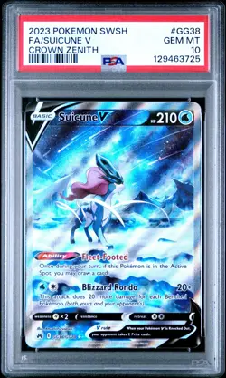 2023 POKEMON SWORD & SHIELD CROWN ZENITH #GG38 FULL ART/SUICUNE V PSA 10 - Image 1