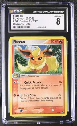 Flareon Pokemon (2006) POP Series 3 - #2/17 Cosmos Holo CGC 8 NM/MINT - Image 1