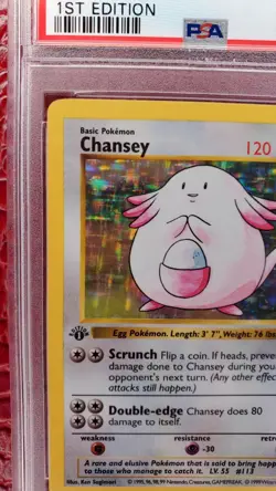 Pokemon 1999 1st Edition Shadowless Base Set Chansey Holo #3 PSA 5 EX - Image 5