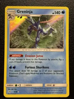 Pokemon TCG Greninja Holo Rare 9/18 Detective Pikachu LP - Image 1