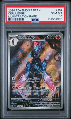 Pokemon TCG Ceruledge Surging Sparks Holo Card PSA 10 Illustration Rare 197/191 - Image 1