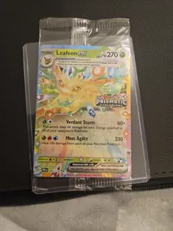 Pokemon TCG Prismatic Evolutions Leafeon EX Card 006/131 Stamped Promo, Sealed - Image 1