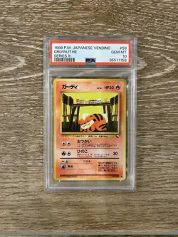1998 Pokemon Japanese Vending Series III Growlithe PSA 10 - Image 1