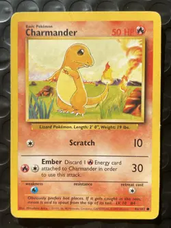 Pokemon Cards Charmander 46/102 UNLIMITED Base Set WOTC Common - Image 1