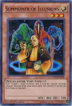 Yugioh - Summoner of Illusions - 1st Super Rare NM - Plus Free Holographic Card - Image 1