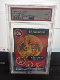 1999 Burger King Pokemon Charizard Perforated card #6 PSA 9 MINT - Image 1
