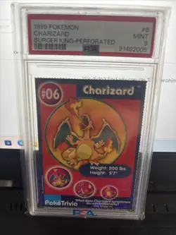 1999 Burger King Pokemon Charizard Perforated card #6 PSA 9 MINT - Image 2