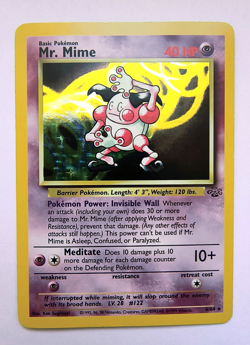 Pokemon TCG Jungle Mr. Mime Card 6/64 Unlimited Edition Holo Rare WOTC-LP - Image 1