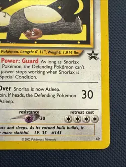 Snorlax Z Black Star Promo #49 Basic Pokemon Card TCG WOTC League - Image 4