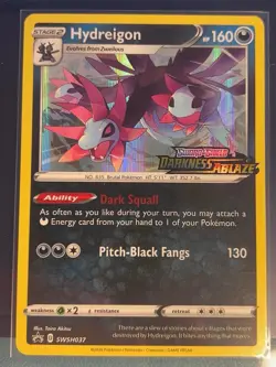 Hydregion SWSH037 Darkness Ablaze Prerelease Stamped Promo Pokemon Card - Image 1