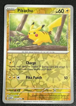 Pikachu 025/165 Scarlet & Violet 151 Reverse Holo Pokemon TCG Card NM - Image 1