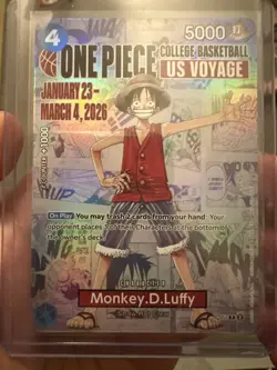 One Piece Monkey.D.Luffy US College Basketball Promo Card IN HAND - Image 1
