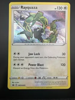 Rayquaza SWSH029 Pokemon Black Star Promo Sword & Shield Cosmos Holo - Image 3