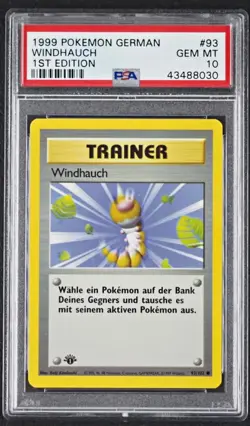 PSA 10 Gust of Wind (Windhauch) Pokemon 93/102 1st Edition Base Set WOTC 1999 - Image 1