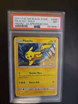 2017 POKEMON SM BLACK STAR PROMO PIKACHU #SM81 PSA 9 MINT - Image 1