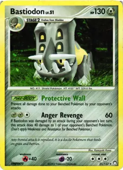 Pokemon TCG Bastiodon LV.51 21/123 Mysterious Treasures Holo Rare HP - Image 1