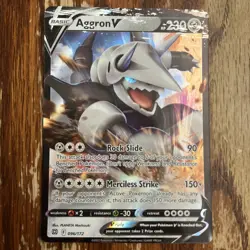 Pokemon Aggron V 096/172 Brilliant Stars NM INK SMEAR ERROR! VALUABLE! - Image 1