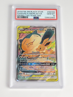 2019 Pokemon SM Black Star Promo Tag Team Tins FA Eevee Snorlax GX #SM169 PSA 10 - Image 2