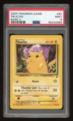 2000 Pokemon Base Set 2 Pikachu #87 PSA 9 - Image 1
