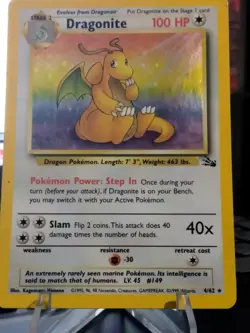 Pokemon 1999 Fossil Dragonite Holo 4/62 - Image 3