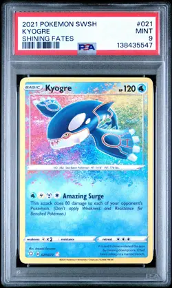2021 POKEMON SWORD & SHIELD SHINING FATES #021 KYOGRE PSA 9 - Image 1