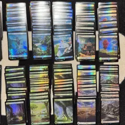MTG Final Fantasy Full Art Foil Basic Land - 224 Cards - 14 Complete Sets - Image 3