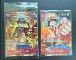 Bandai Fest Luffy P-001 & Sealed Monkey.D.Luffy ST10-006 SR Treasure Booster Set - Image 1