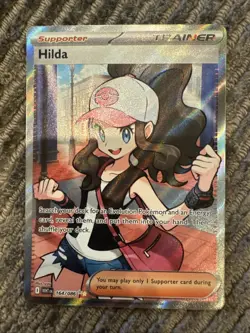 Hilda 164/086 Full Art Ultra Rare White Flare Holo Pokemon TCG Card NM Condition - Image 1